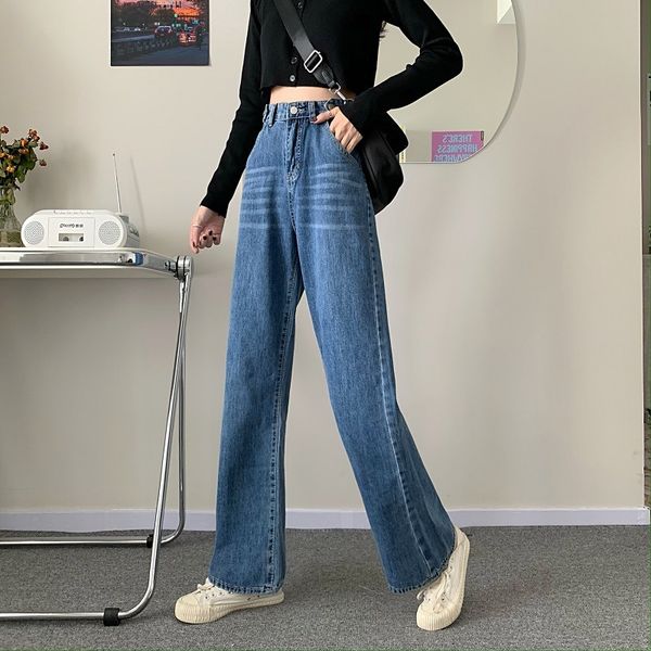 fall 2020 large size women's fat mm high waist wide leg jeans loose straight tube slim floor down pants, Blue
fall 2020 large size women's fat mm high waist wide leg jeans loose straight tube slim floor down pants, Blue