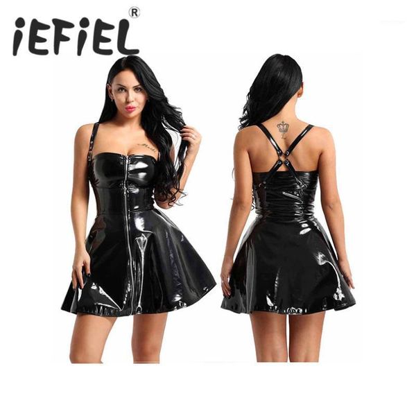 fashion womens nightwear clubwear dress wetlook patent leather front zippered x-back vintage club party corset dancing dress1, Black;gray
fashion womens nightwear clubwear dress wetlook patent leather front zippered x-back vintage club party corset dancing dress1, Black;gray