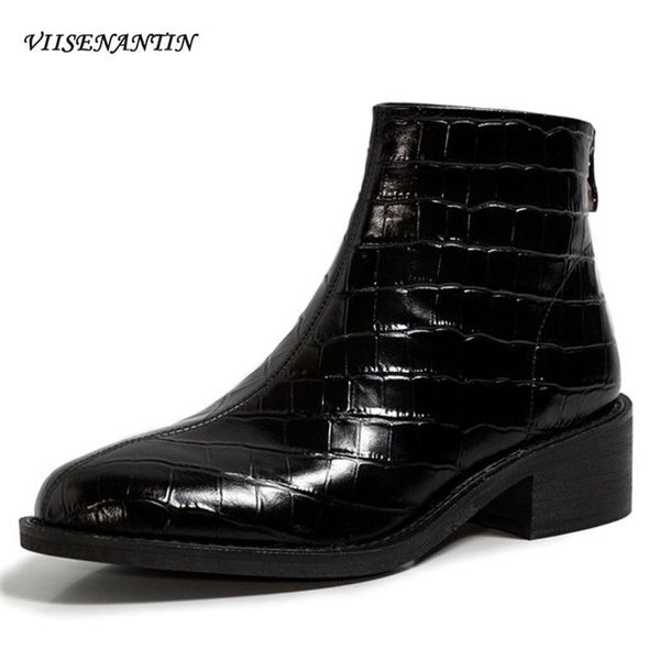 new round toe medium thick heel zipper stone pattern all-match ankle boots platform autumn genuine leather fashion shoes women, Black
new round toe medium thick heel zipper stone pattern all-match ankle boots platform autumn genuine leather fashion shoes women, Black