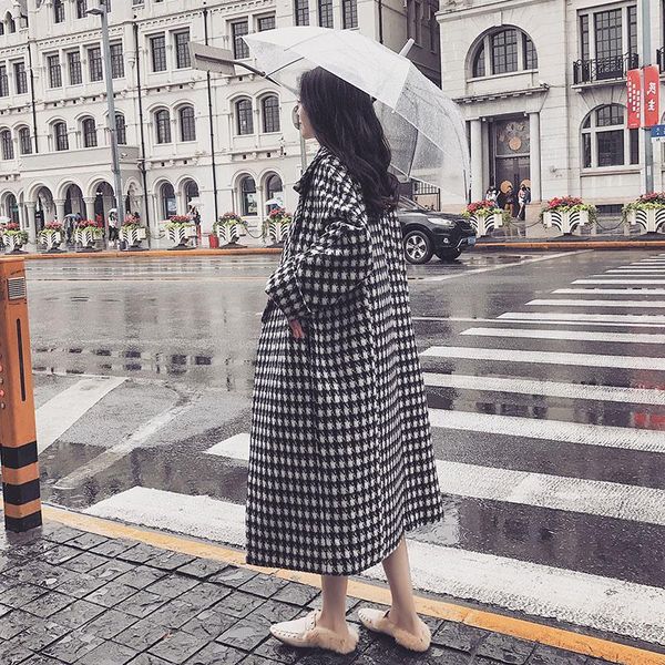 sllsky plaid wool winter coat women thick warm black white plaid casual long coat turn-down collar loose soft new coat lj201201
sllsky plaid wool winter coat women thick warm black white plaid casual long coat turn-down collar loose soft new coat lj201201