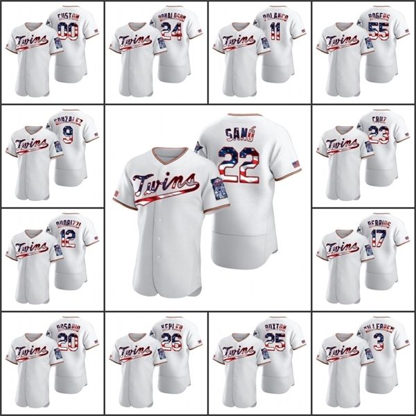 minnesota\rtwins men #22 miguel sano 20 eddie rosario 26 max kepler 25 byron buxton custom women youth white 2020 stars & stripes jersey, Blue;black
minnesota\rtwins men #22 miguel sano 20 eddie rosario 26 max kepler 25 byron buxton custom women youth white 2020 stars & stripes jersey, Blue;black