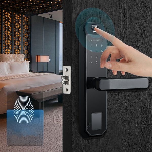 Fingerprint Password Smart Electronic Door Lock Security Biometric Fingerprint Intelligent Lock With RFID Card
Fingerprint Password Smart Electronic Door Lock Security Biometric Fingerprint Intelligent Lock With RFID Card