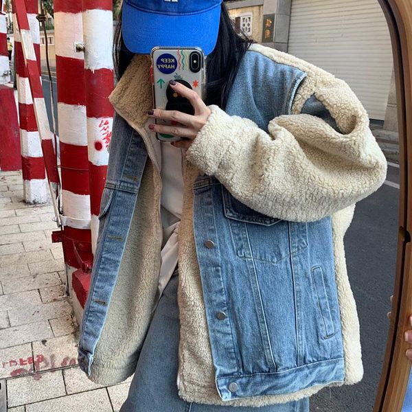 women's fur & faux lucyever imitation suede fake coat womens spliced denim thick warm coats women korean style casual furry full femal, Black
women's fur & faux lucyever imitation suede fake coat womens spliced denim thick warm coats women korean style casual furry full femal, Black