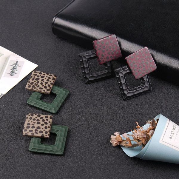 fashion female geometric square drop earrings for women party jewelry ladies vintage leopard resin acrylic dangle earring, Silver
fashion female geometric square drop earrings for women party jewelry ladies vintage leopard resin acrylic dangle earring, Silver