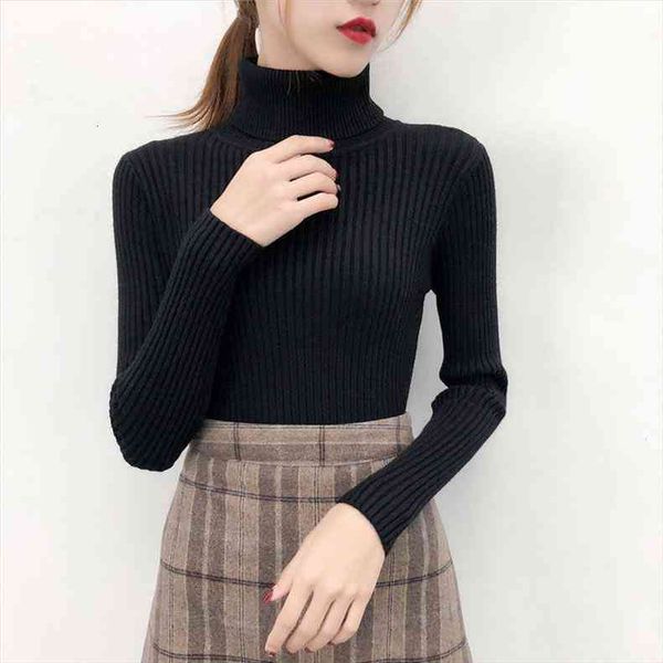 korean style winter womens sweater long sleeve knitted sweater turtleneck pullovers female slim full color fashion top, White;black
korean style winter womens sweater long sleeve knitted sweater turtleneck pullovers female slim full color fashion top, White;black