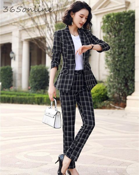 2020 spring autumn fashion plaid formal styles women business suits with 2 piece set pants and jackets coat ladies blazers1, White
2020 spring autumn fashion plaid formal styles women business suits with 2 piece set pants and jackets coat ladies blazers1, White