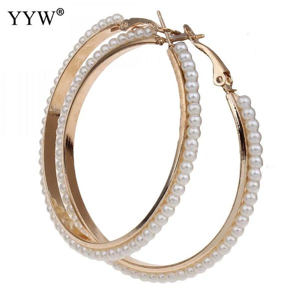 1 pair big round loop circle gold-color hoop earring punk rock wedding designs imitation pearl beaded round hoop earrings, Golden;silver
1 pair big round loop circle gold-color hoop earring punk rock wedding designs imitation pearl beaded round hoop earrings, Golden;silver