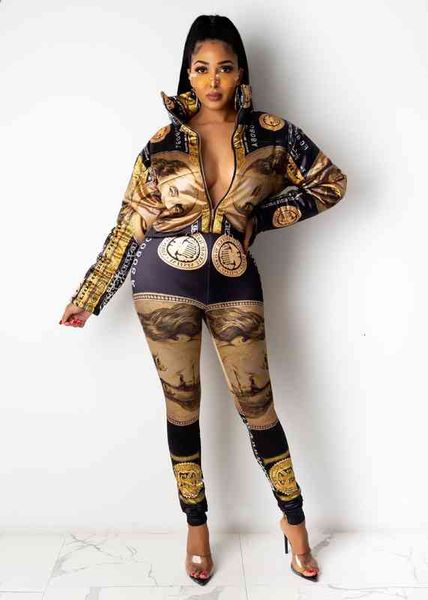 ladies autumn and winter fashion leisure long sleeve zipper stand collar positioning printed pants two-piece set, Gray
ladies autumn and winter fashion leisure long sleeve zipper stand collar positioning printed pants two-piece set, Gray