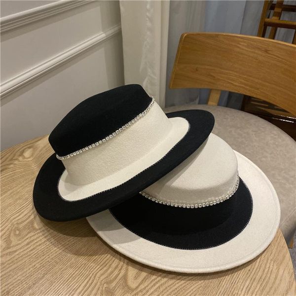 stingy brim hats 202109-yy black white wool color patchwork rhinestone chain lady fedoras cap women leisure holiday panama jazz hat, Blue;gray
stingy brim hats 202109-yy black white wool color patchwork rhinestone chain lady fedoras cap women leisure holiday panama jazz hat, Blue;gray
