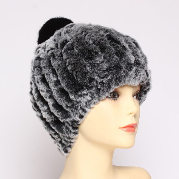 

Russia Lady Knitted Genuine Real Rex Fur Hat Women Winter Warm Soft 100% Natural Rex Fur Cap Fashion Real Hat