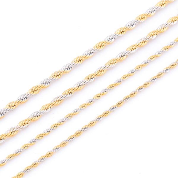 chains silver gold tone rope chain stainless steel necklace for fashion women men jewelry gift
chains silver gold tone rope chain stainless steel necklace for fashion women men jewelry gift