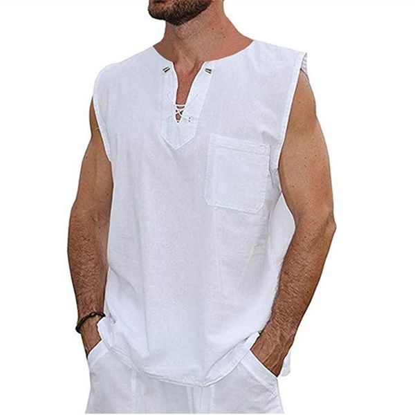 men's casual shirts summer men solid color belt 2021 ribbed sleeveless outwear fitness linen male beach wear shirt, White;black
men's casual shirts summer men solid color belt 2021 ribbed sleeveless outwear fitness linen male beach wear shirt, White;black
