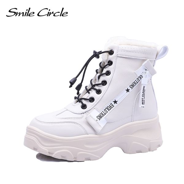 smile circle winter boots women flat platform shoes warm plush high-sneakers lace-up ankle boots 201020, Black
smile circle winter boots women flat platform shoes warm plush high-sneakers lace-up ankle boots 201020, Black