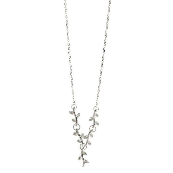 minimalist tree leaf branch pendant necklace connect with cubic zircon for women christams gifts s-n462, Silver 
minimalist tree leaf branch pendant necklace connect with cubic zircon for women christams gifts s-n462, Silver