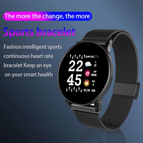 smart w8 new round screen milane heart rate blood prsure multifunctional sports braceletjk
smart w8 new round screen milane heart rate blood prsure multifunctional sports braceletjk
