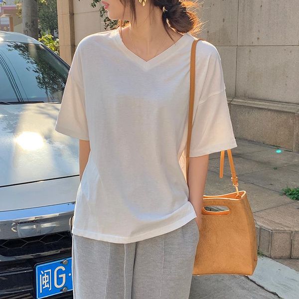 women's t-shirt hzirip 2021 summer short sleeves all match loose casual brief female streetwear cotton minimalist v-neck women t-shirt, White
women's t-shirt hzirip 2021 summer short sleeves all match loose casual brief female streetwear cotton minimalist v-neck women t-shirt, White