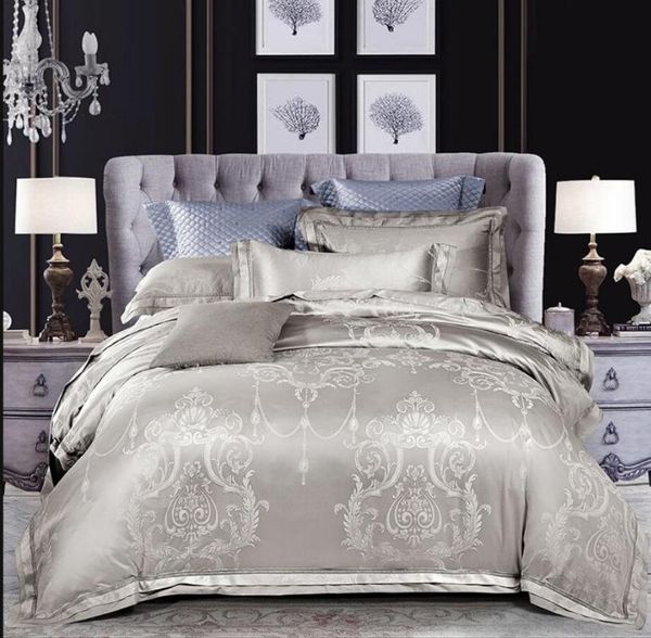 bedding sets silver gray jacquard duvet cover bed sheet pillowcases king size 4/6pcs satin set silk cotton home textile
bedding sets silver gray jacquard duvet cover bed sheet pillowcases king size 4/6pcs satin set silk cotton home textile