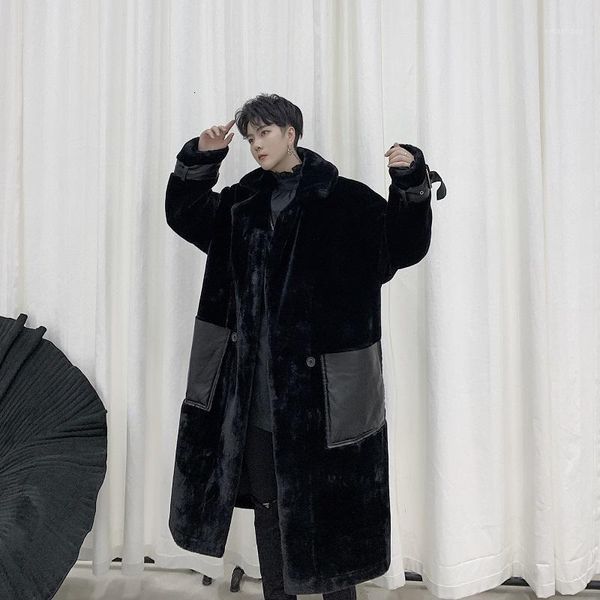 men's wool & blends 2021 winter youth faux fur one lapel plus cotton windbreaker fashion casual stitching long coat black m-xl1
men's wool & blends 2021 winter youth faux fur one lapel plus cotton windbreaker fashion casual stitching long coat black m-xl1