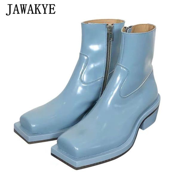 blue square toe cowboy boots women ankle boots concise side zip real leather short british style chunky heel woman, Black
blue square toe cowboy boots women ankle boots concise side zip real leather short british style chunky heel woman, Black