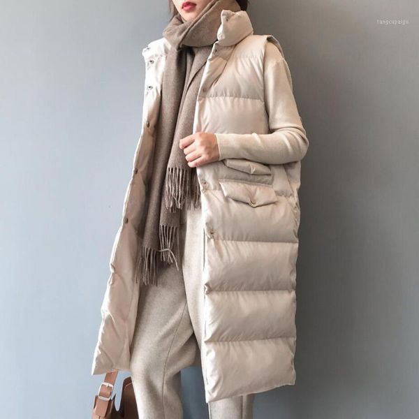 new autumn winter medium-long women cotton vests coats all-match single breasted female bread wadded jackets1, Black;white
new autumn winter medium-long women cotton vests coats all-match single breasted female bread wadded jackets1, Black;white