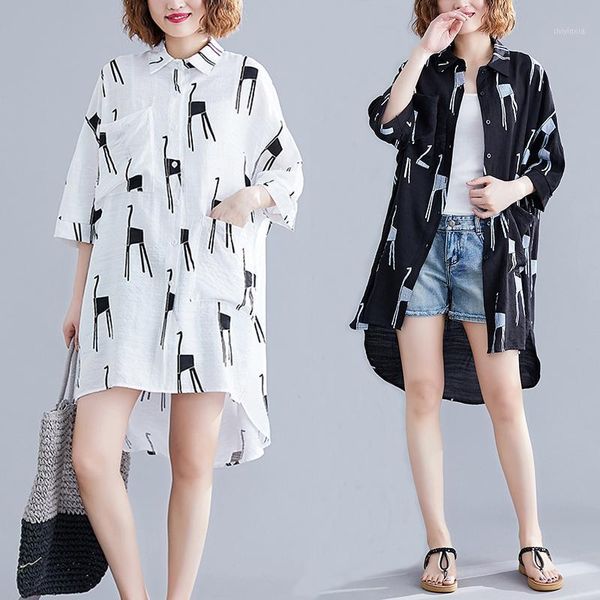coigarsam casual print shirt womens summer short sleeve loose animal turn-down collar women shirts white black 60791
coigarsam casual print shirt womens summer short sleeve loose animal turn-down collar women shirts white black 60791