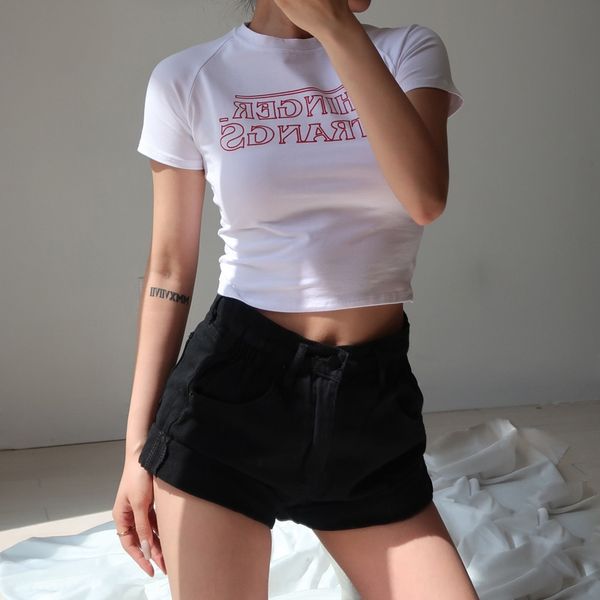 short slim t-shirt round neck short-sleeved t-shirt women's summer clothing korean style casual high waist navel slim fit clothes women, White
short slim t-shirt round neck short-sleeved t-shirt women's summer clothing korean style casual high waist navel slim fit clothes women, White