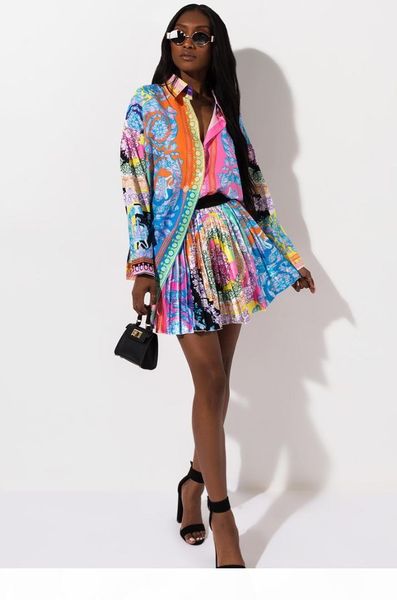 2 pieces set autumn fashion women set female floral print long sleeve shirt elastic waist mini skirts, White
2 pieces set autumn fashion women set female floral print long sleeve shirt elastic waist mini skirts, White
