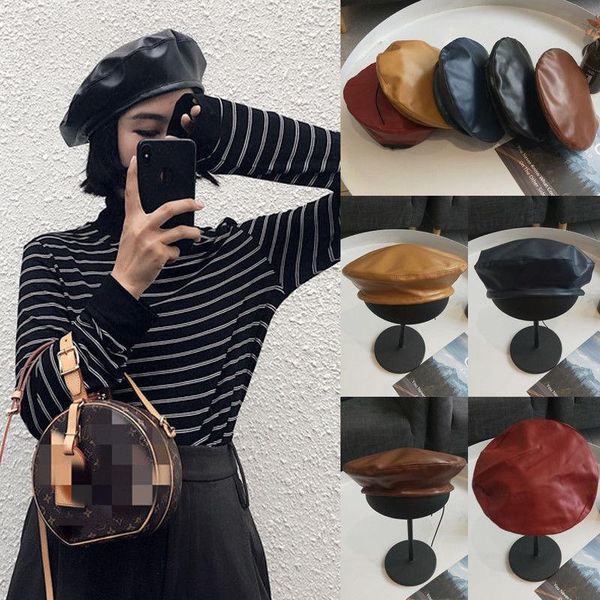 berets fashion women beret solid faux pu leather french artist warm beanie hat, Blue;gray
berets fashion women beret solid faux pu leather french artist warm beanie hat, Blue;gray
