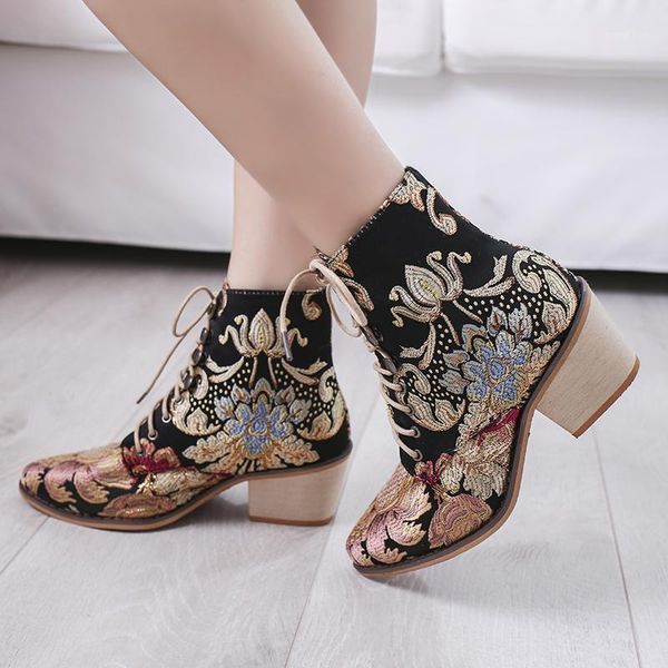 big size boots women embroidery flower med heel ankle boots comfort autumn winter ankle short booties1, Black
big size boots women embroidery flower med heel ankle boots comfort autumn winter ankle short booties1, Black
