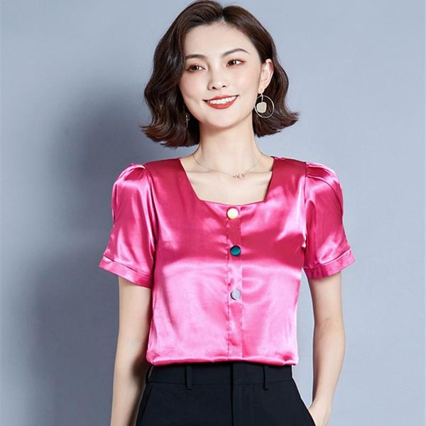 women's blouses & shirts korean fashion silk women shirt solid satin woman blouse plus size femininas elegante button, White
women's blouses & shirts korean fashion silk women shirt solid satin woman blouse plus size femininas elegante button, White