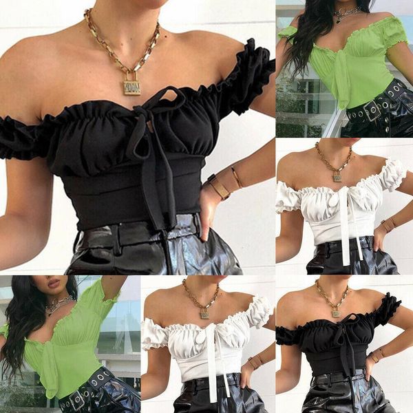2020 new women bodysuit summer off shoulder ladies jumpsuit short sleeve bow solid stretch leotard top, Black;white
2020 new women bodysuit summer off shoulder ladies jumpsuit short sleeve bow solid stretch leotard top, Black;white