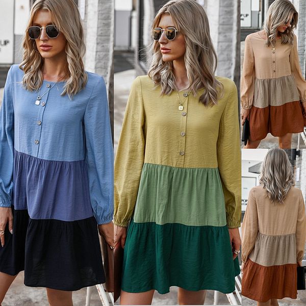 designer women clothes spring autumn fashion bodycon casual dress ladies panelled color long lantern sleeve ol dress crew neck with buttons, Black;gray
designer women clothes spring autumn fashion bodycon casual dress ladies panelled color long lantern sleeve ol dress crew neck with buttons, Black;gray