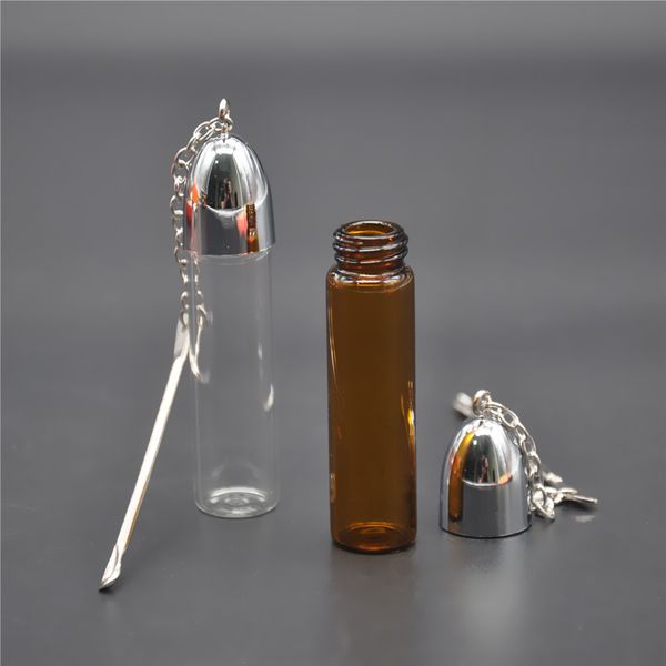 Smoking Accessories Glass Bottle Snuff 72mm Dispenser Bullet Rocket Snorter Pill bottle Box Snuff Snorter Case Sniff With Metal Scrapper