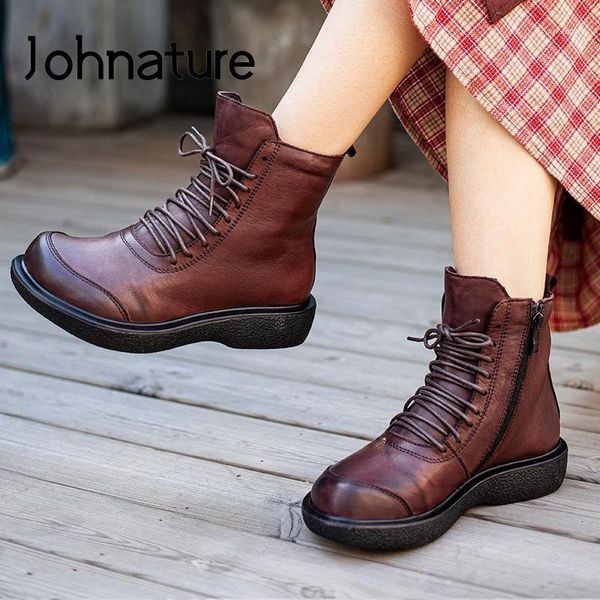 boots johnature winter shoes women genuine leather 2021 handmade lace-up zip warm round toe concise vintage platform boots1, Black
boots johnature winter shoes women genuine leather 2021 handmade lace-up zip warm round toe concise vintage platform boots1, Black