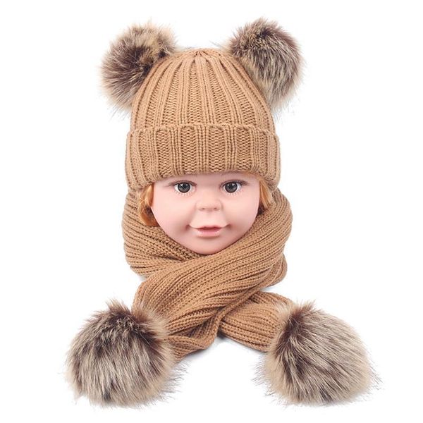 2020 children's hat scarf two-piece set men and women baby fall/winter warm fur ball hat surround set, Blue;gray
2020 children's hat scarf two-piece set men and women baby fall/winter warm fur ball hat surround set, Blue;gray