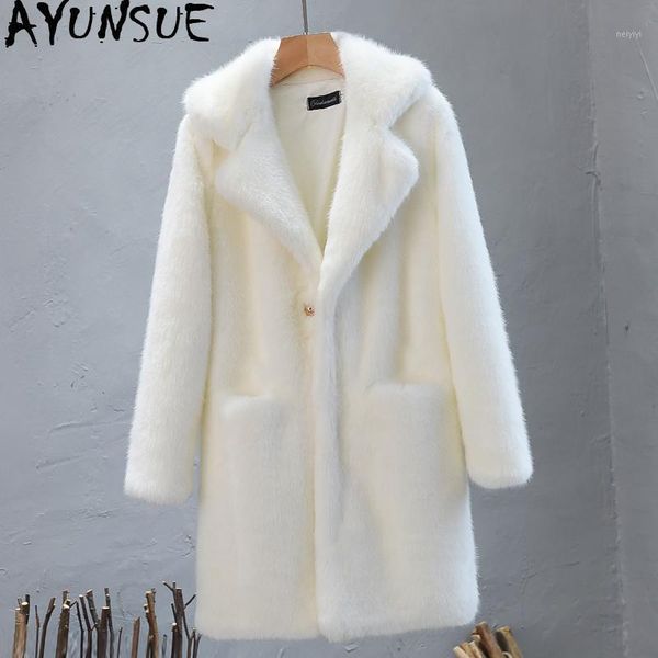 women's fur & faux ayunsue coat korean style winter women 2021 jacket woman white pink long coats outwear casaco feminino kj2071, Black
women's fur & faux ayunsue coat korean style winter women 2021 jacket woman white pink long coats outwear casaco feminino kj2071, Black
