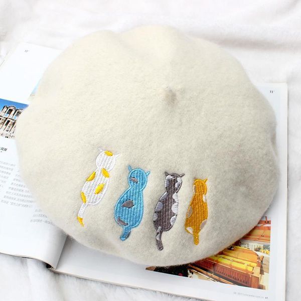 berets women girl beret french artist warm wool winter beanie hat cat embroidery hats elegant lady caps female cap gorras1, Blue;gray
berets women girl beret french artist warm wool winter beanie hat cat embroidery hats elegant lady caps female cap gorras1, Blue;gray