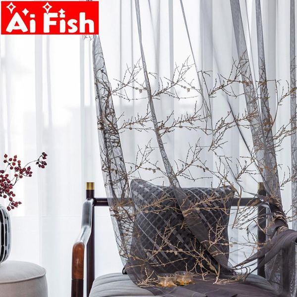 european brown branch embroidered pattern window treatment drapes tulle curtains gray exquisite voile for living room bedroom #4
european brown branch embroidered pattern window treatment drapes tulle curtains gray exquisite voile for living room bedroom #4