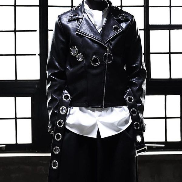 new 2020 men's slim fashion dj costume slim trend catwalk metal hoop locomotive leather jacket clothing singer costumes1, Black
new 2020 men's slim fashion dj costume slim trend catwalk metal hoop locomotive leather jacket clothing singer costumes1, Black
