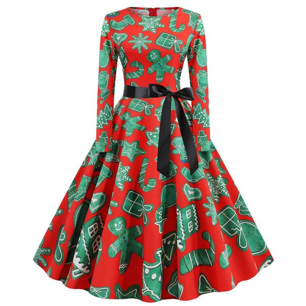 women female ladies leisure casual retro hepburn vintage christmas printing long sleeve round neck lace up a-line dress, Black;gray
women female ladies leisure casual retro hepburn vintage christmas printing long sleeve round neck lace up a-line dress, Black;gray