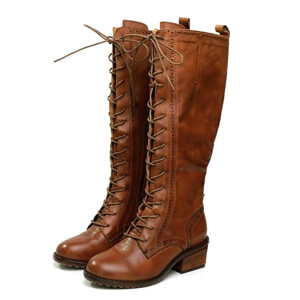 tayunxing new genuine leather women's shoes knee-high mid heel lady high boot lace up zip comfort female winter boots y8156-28, Black 
tayunxing new genuine leather women's shoes knee-high mid heel lady high boot lace up zip comfort female winter boots y8156-28, Black