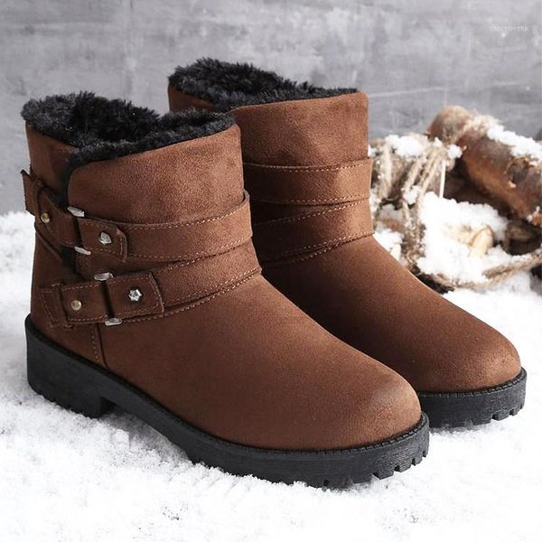 boots women winter 2021 plus plush ankle super soft short woman wear-resistant snow flat1, Black
