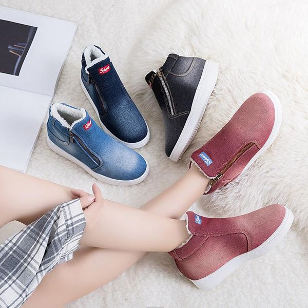 new women shoes winter denim ankle boots classic zipper snow boots warm plush thickening flat for zapatos de mujer ty67, Black
new women shoes winter denim ankle boots classic zipper snow boots warm plush thickening flat for zapatos de mujer ty67, Black