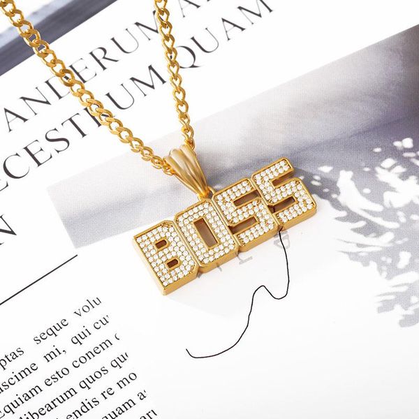 wholesale boss alphabet pendant necklace gift for women men's jewelry punk rock hip hop style handsome gold zircon necklace, Silver
wholesale boss alphabet pendant necklace gift for women men's jewelry punk rock hip hop style handsome gold zircon necklace, Silver