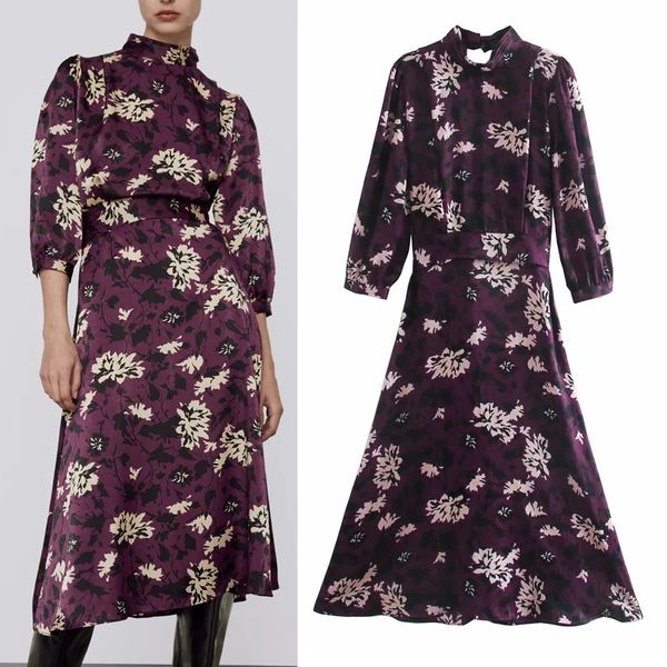 2021 new purple floral print midi women pleated high neck vintage elegant dress woman back opening party dresses 4oj0, Black;gray
2021 new purple floral print midi women pleated high neck vintage elegant dress woman back opening party dresses 4oj0, Black;gray