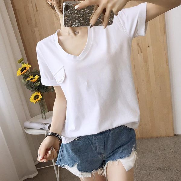 classic ladies'summer recreational breathable short sleeve t-shirt, White
classic ladies'summer recreational breathable short sleeve t-shirt, White