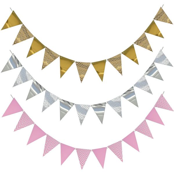 3m 12 flag gold pink paper board banner for baby shower birthday party kids room decoration garland bunting
3m 12 flag gold pink paper board banner for baby shower birthday party kids room decoration garland bunting