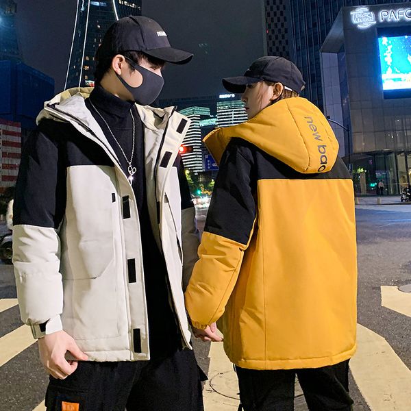men's down jacket medium length color matching fashion leisure warm couple winter new youth handsome coat, Black
men's down jacket medium length color matching fashion leisure warm couple winter new youth handsome coat, Black