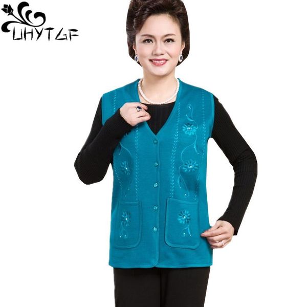 uhytgf women's vest knit cardigan spring autumn vest waistcoat fashion embroidered mother thin plus size vests female colete 708, Black;white
uhytgf women's vest knit cardigan spring autumn vest waistcoat fashion embroidered mother thin plus size vests female colete 708, Black;white