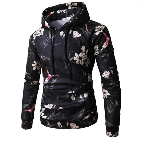men's hooded 2019 floral long sleeve flower printed hooded male sweatshirt pullover outwear1, Black
men's hooded 2019 floral long sleeve flower printed hooded male sweatshirt pullover outwear1, Black